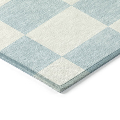 3' X 5' Sky Blue And Ivory Geometric Washable Indoor Outdoor Area Rug-2