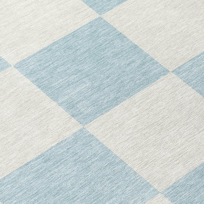 3' X 5' Sky Blue And Ivory Geometric Washable Indoor Outdoor Area Rug-8