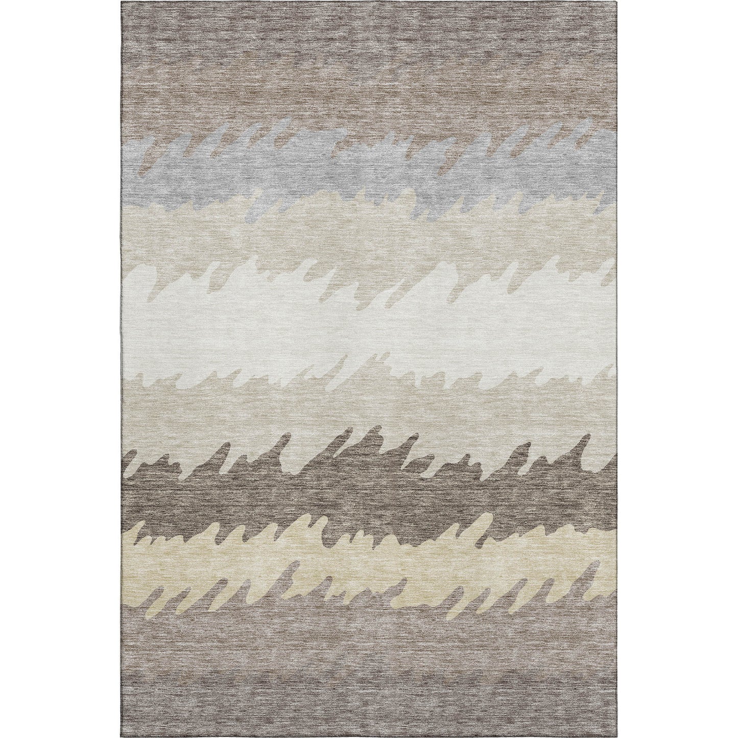 8' X 10' Taupe Gray And Beige Striped Washable Area Rug With UV Protection-0