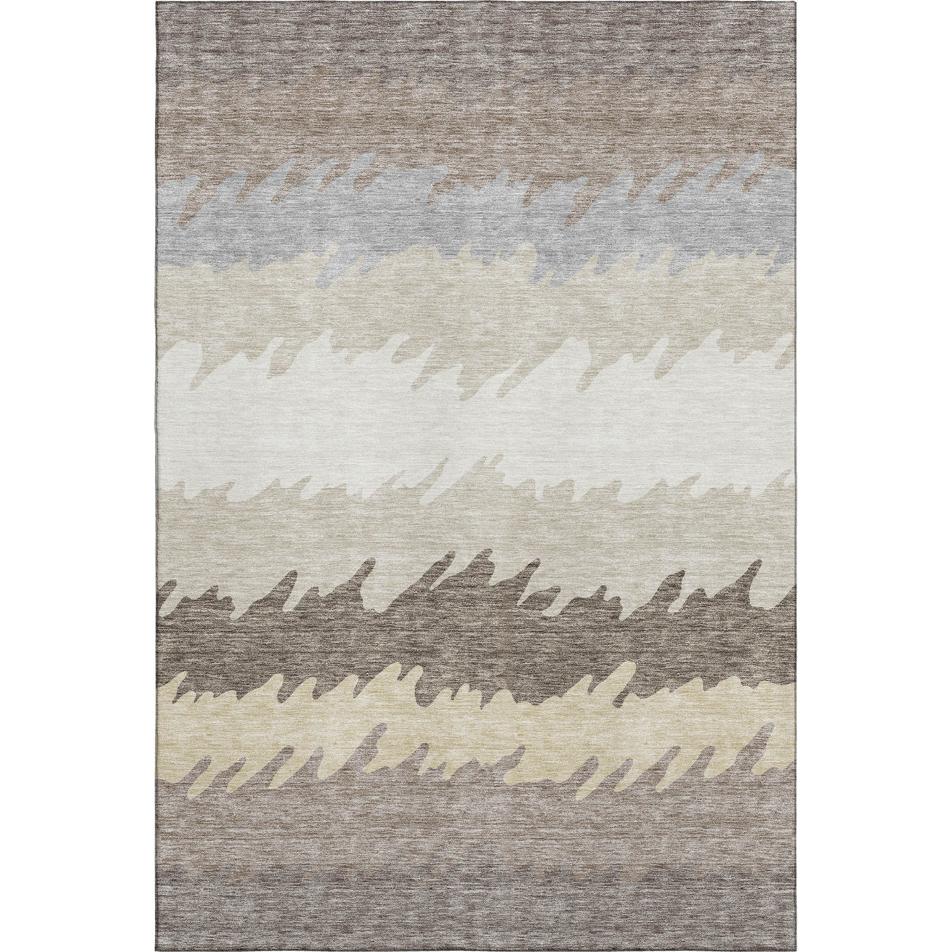 8' X 10' Taupe Gray And Beige Striped Washable Area Rug With UV Protection-0