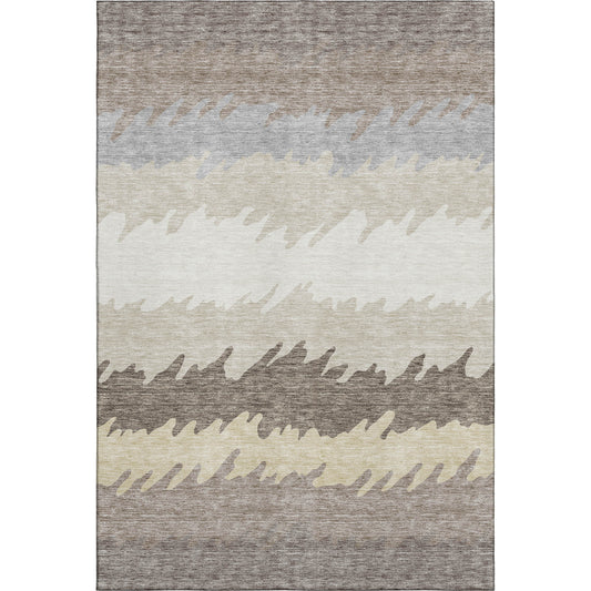 8' X 10' Taupe Gray And Beige Striped Washable Area Rug With UV Protection-0
