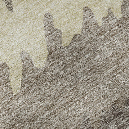 8' X 10' Taupe Gray And Beige Striped Washable Area Rug With UV Protection-8