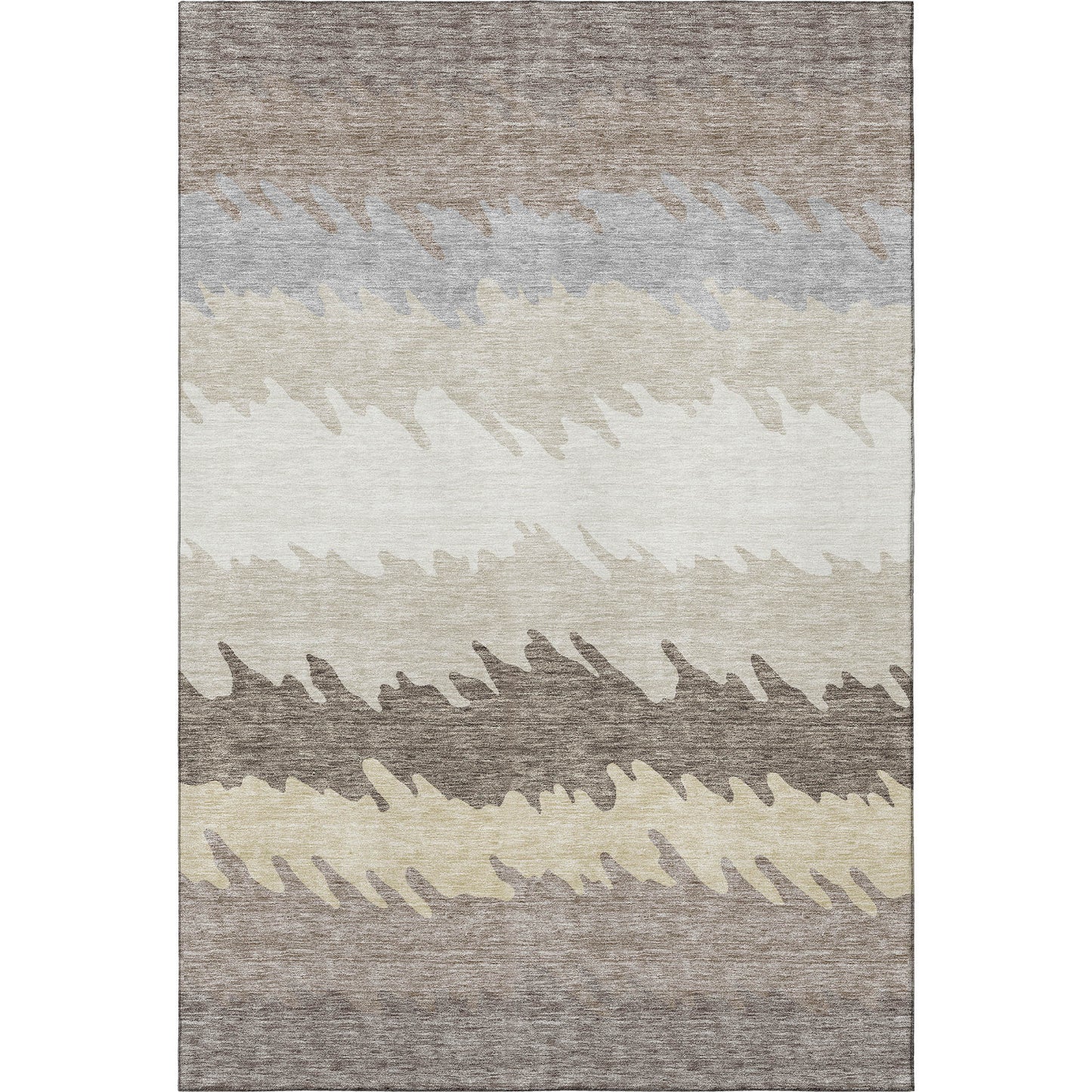 8' X 10' Taupe Gray And Beige Striped Washable Area Rug With UV Protection-2