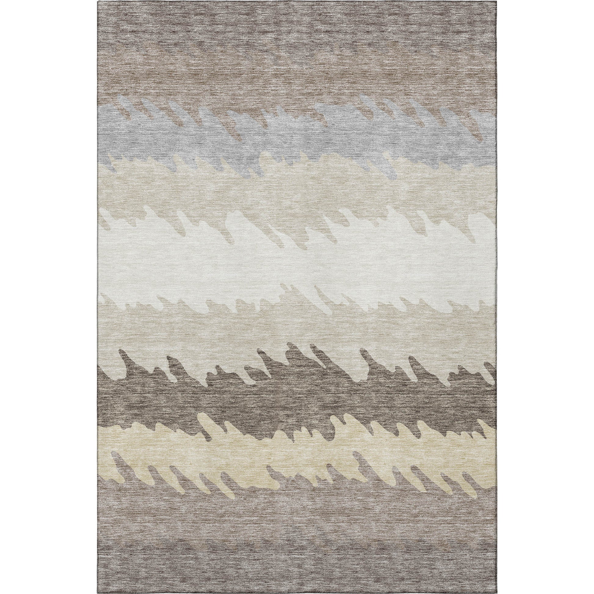 8' X 10' Taupe Gray And Beige Striped Washable Area Rug With UV Protection-2