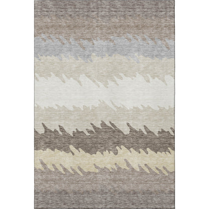8' X 10' Taupe Gray And Beige Striped Washable Area Rug With UV Protection-2