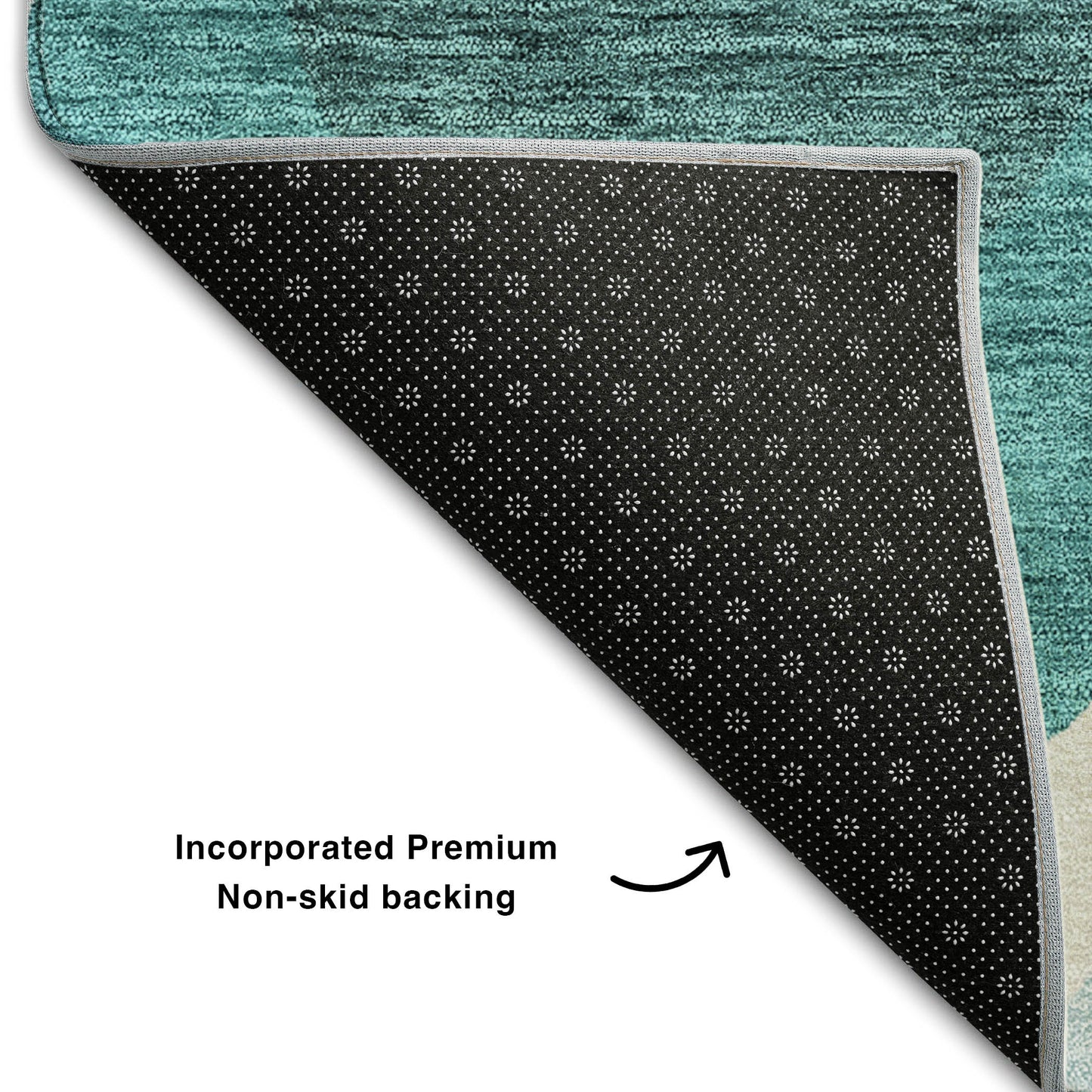 5' X 8' Teal And Ivory Ogee Washable Area Rug With UV Protection-5