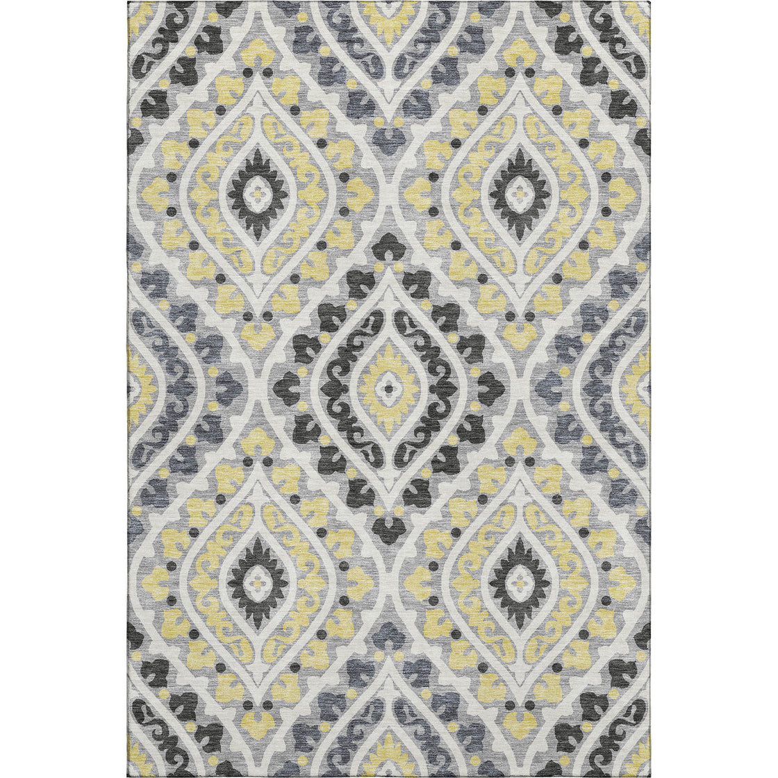 10' X 14' Gray Gold And Silver Diamond Washable Area Rug With UV Protection-0