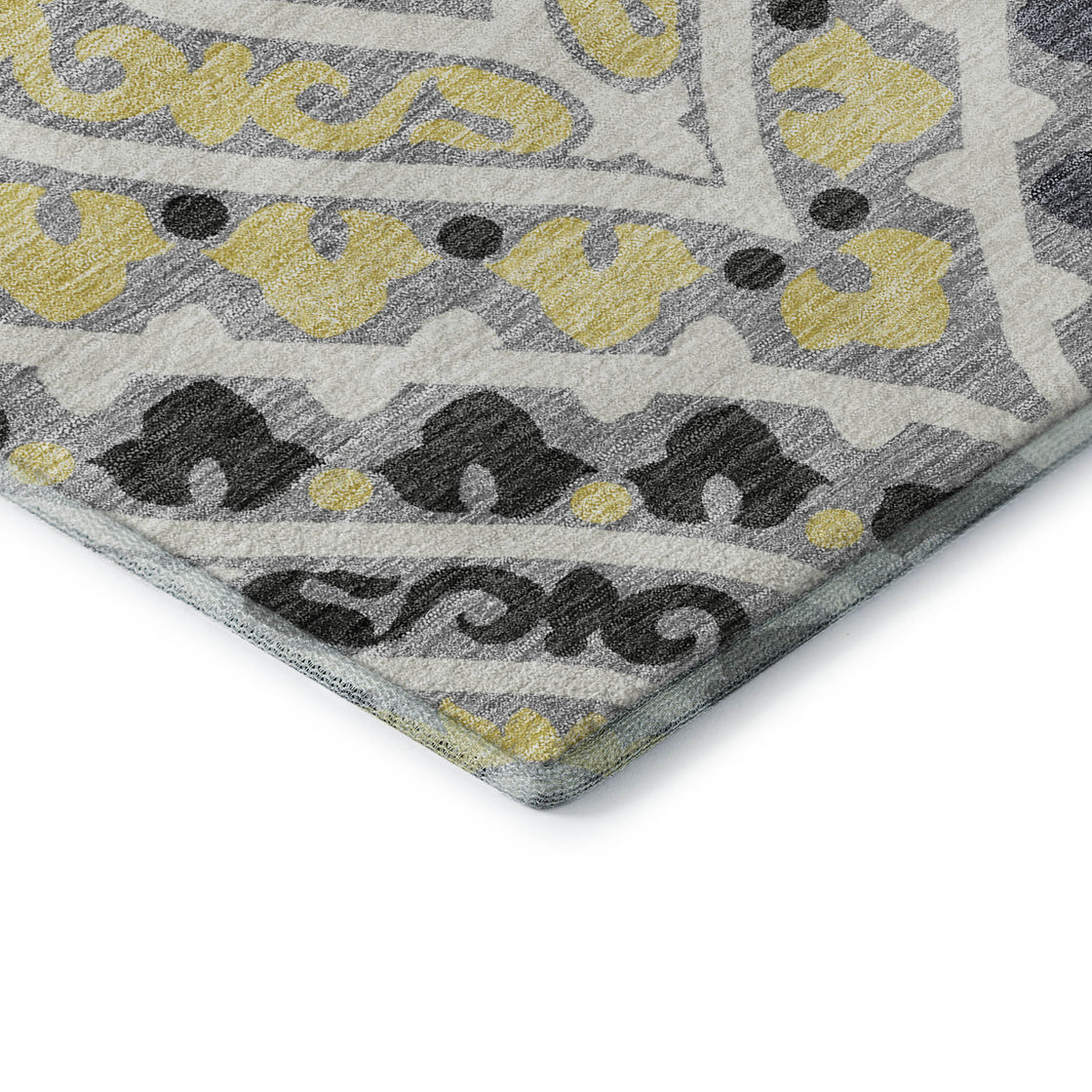 10' X 14' Gray Gold And Silver Diamond Washable Area Rug With UV Protection-6