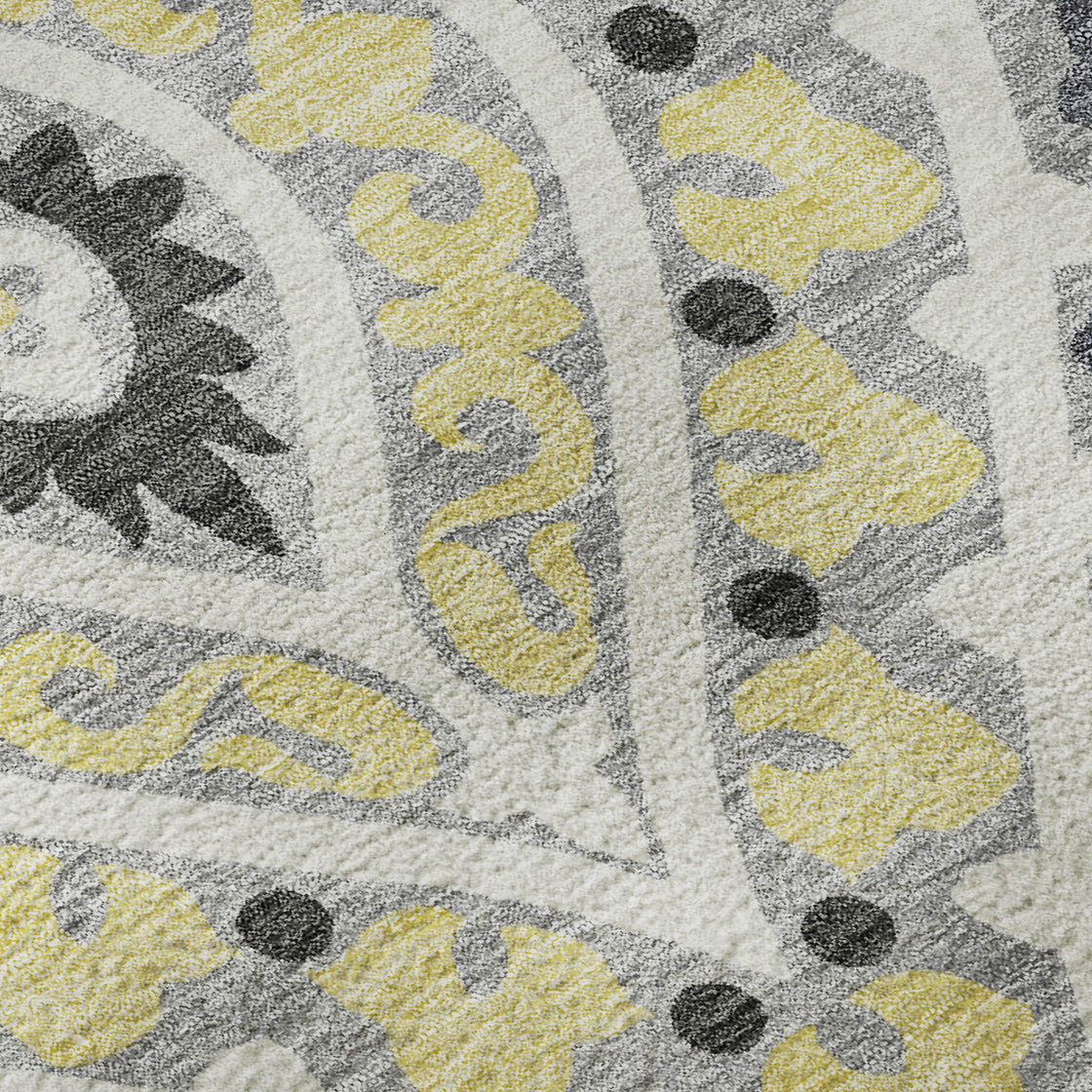 10' X 14' Gray Gold And Silver Diamond Washable Area Rug With UV Protection-8