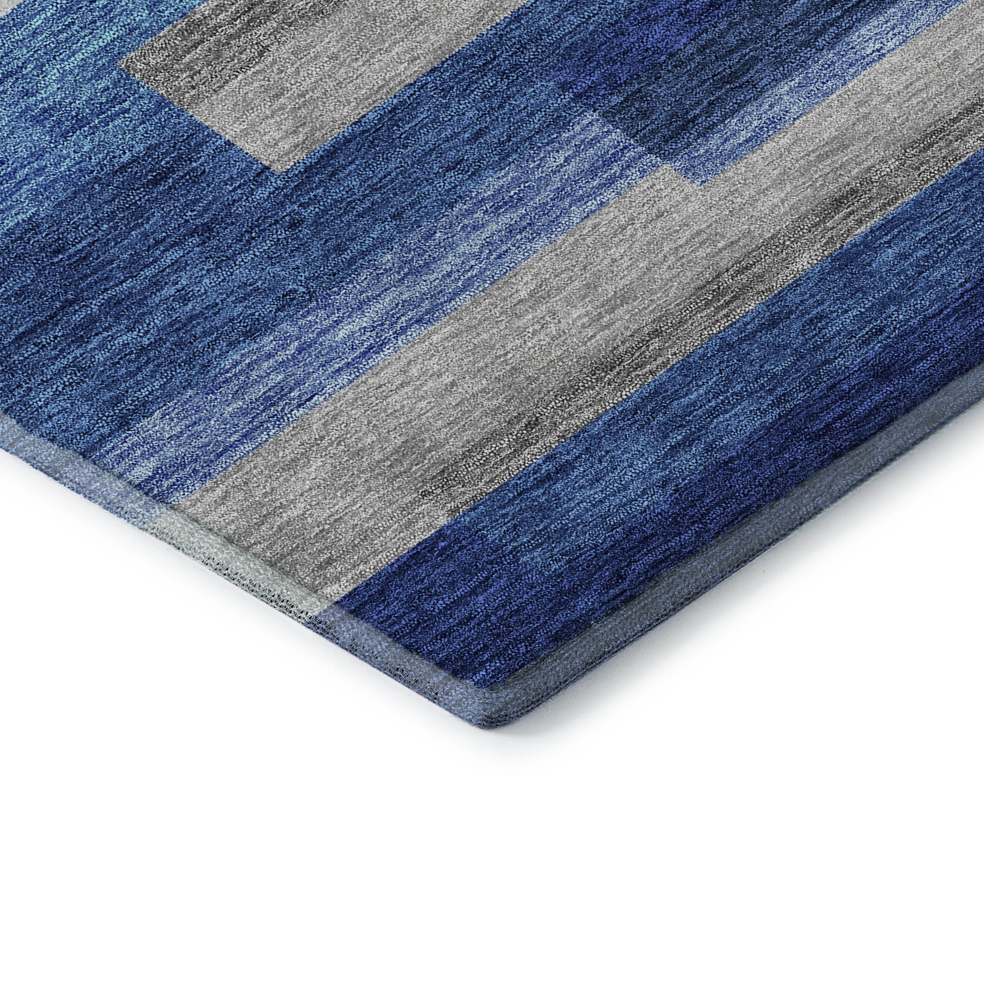 5' X 8' Blue Gray And Ivory Striped Washable Area Rug With UV Protection-6
