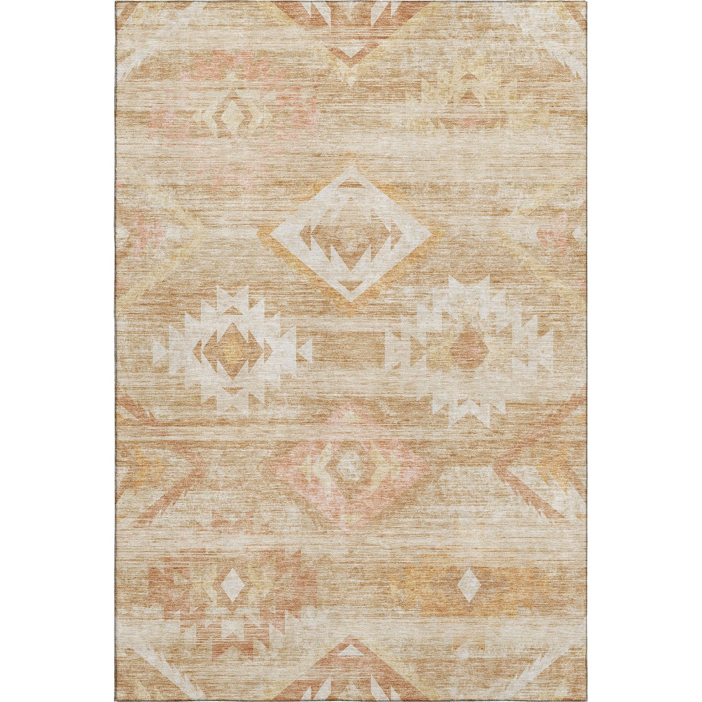 8' X 10' Copper And Ivory Southwestern Washable Area Rug With UV Protection-0