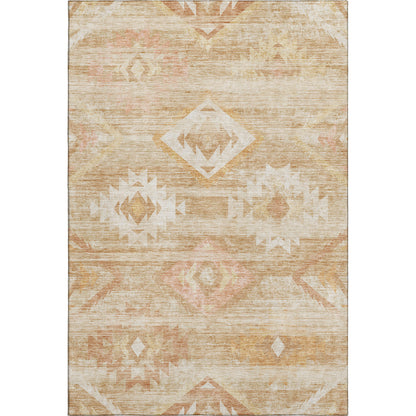 8' X 10' Copper And Ivory Southwestern Washable Area Rug With UV Protection-0