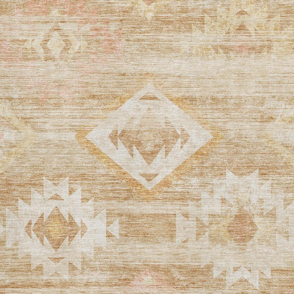 8' X 10' Copper And Ivory Southwestern Washable Area Rug With UV Protection-1