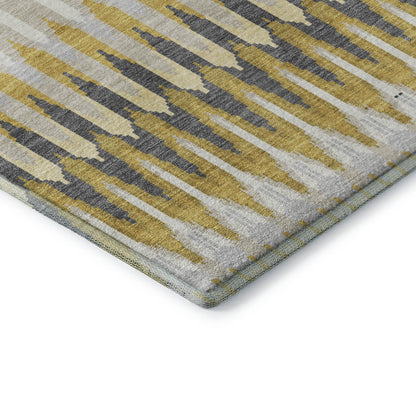 8' X 10' Gold Gray And Beige Southwestern Washable Area Rug With UV Protection-6
