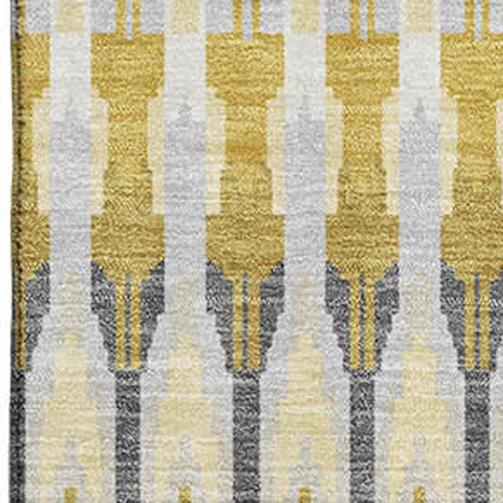 8' X 10' Gold Gray And Beige Southwestern Washable Area Rug With UV Protection-1