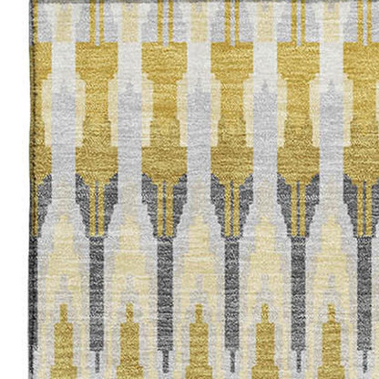 8' X 10' Gold Gray And Beige Southwestern Washable Area Rug With UV Protection-2