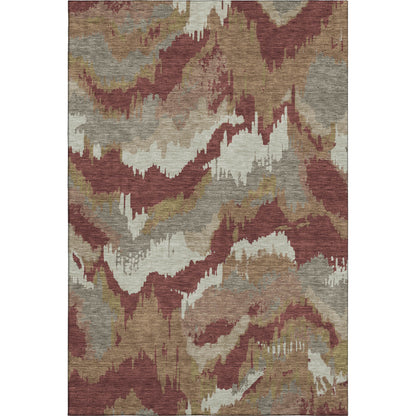 8' X 10' Rust Beige And Copper Abstract Washable Area Rug With UV Protection-5