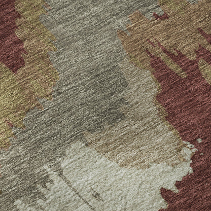 8' X 10' Rust Beige And Copper Abstract Washable Area Rug With UV Protection-1