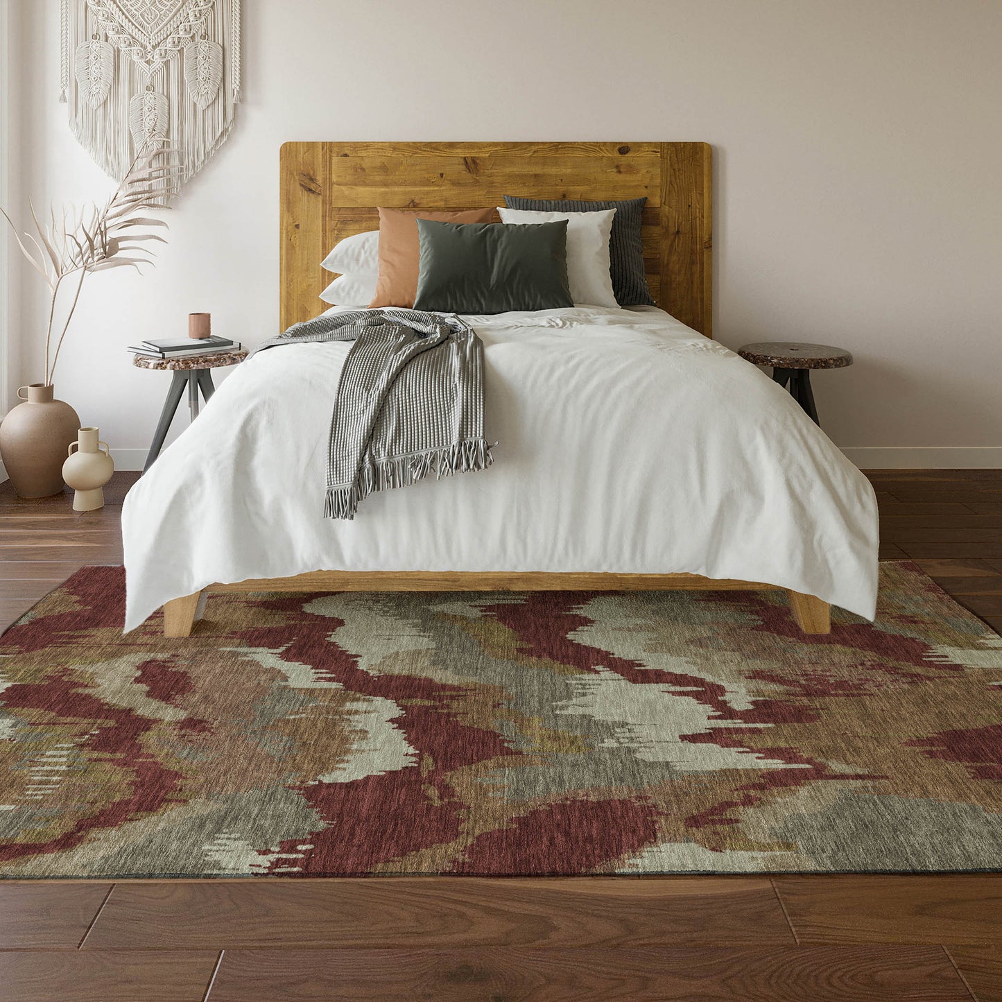 8' X 10' Rust Beige And Copper Abstract Washable Area Rug With UV Protection-4