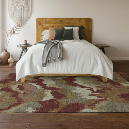 8' X 10' Rust Beige And Copper Abstract Washable Area Rug With UV Protection-4