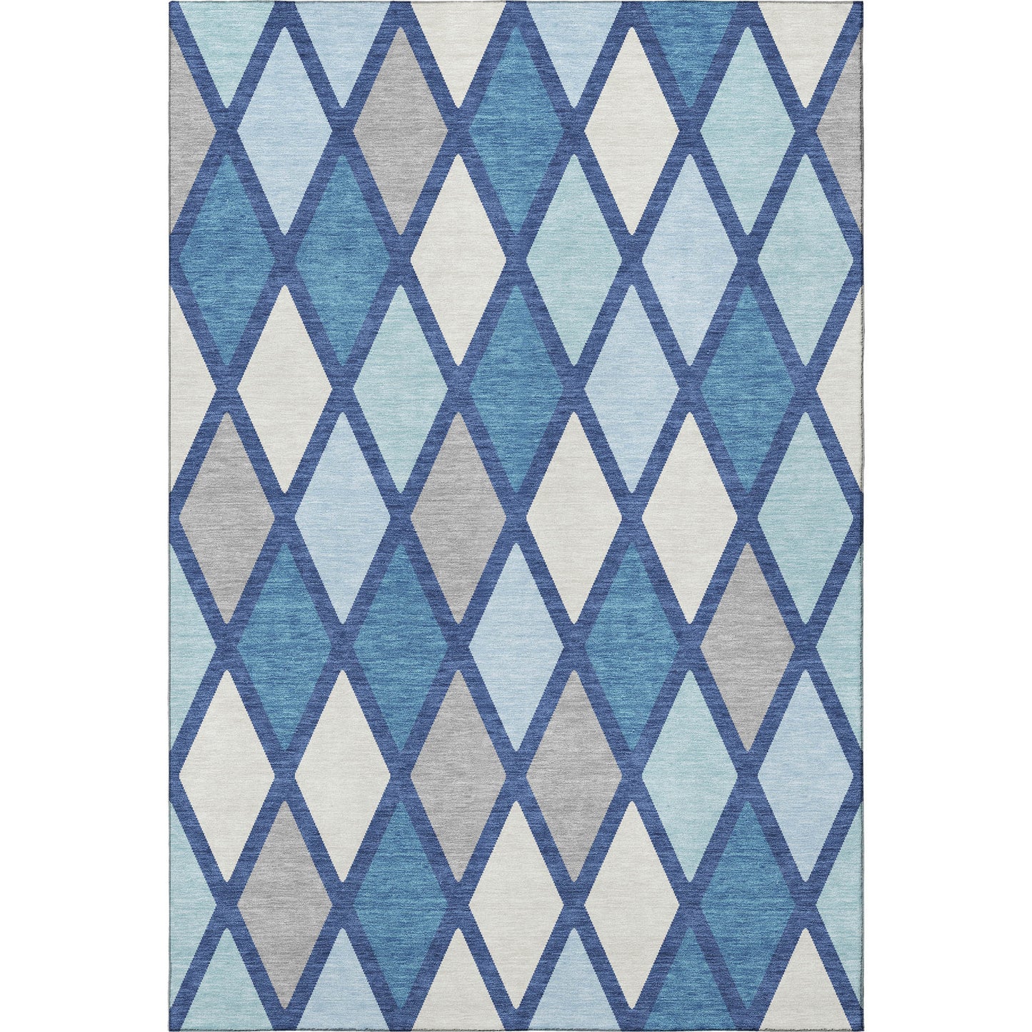 3' X 5' Navy Blue And Ivory Geometric Washable Area Rug With UV Protection-2