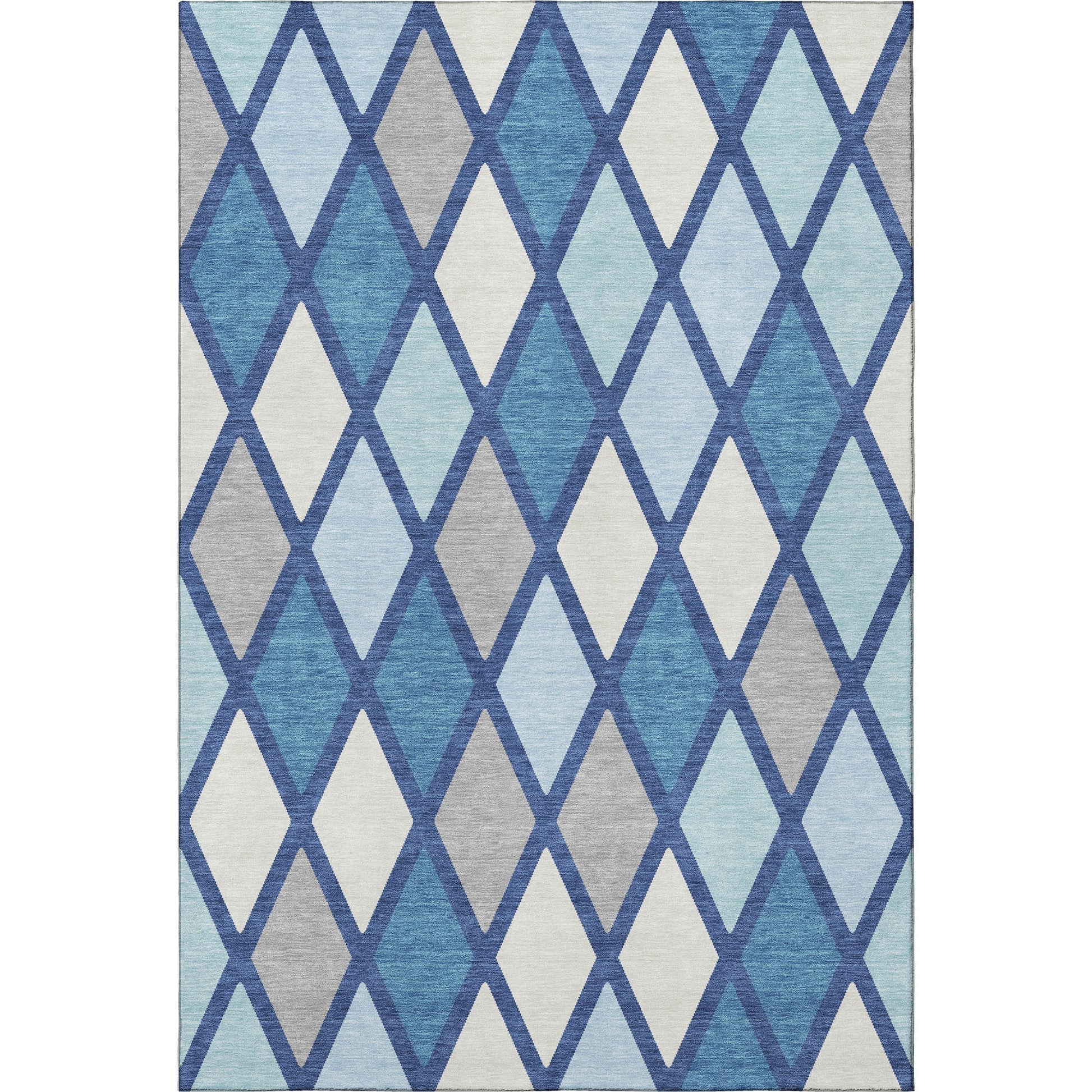 3' X 5' Navy Blue And Ivory Geometric Washable Area Rug With UV Protection-2