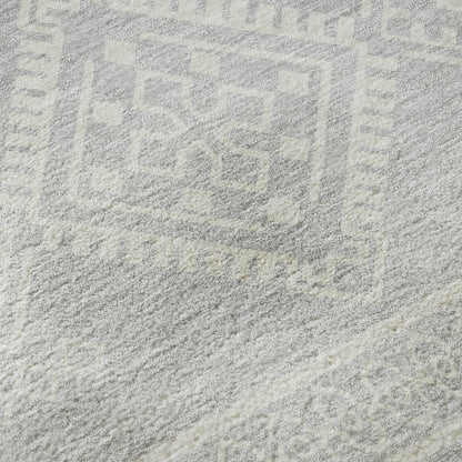 5' X 8' Silver And Ivory Southwestern Washable Area Rug With UV Protection-8