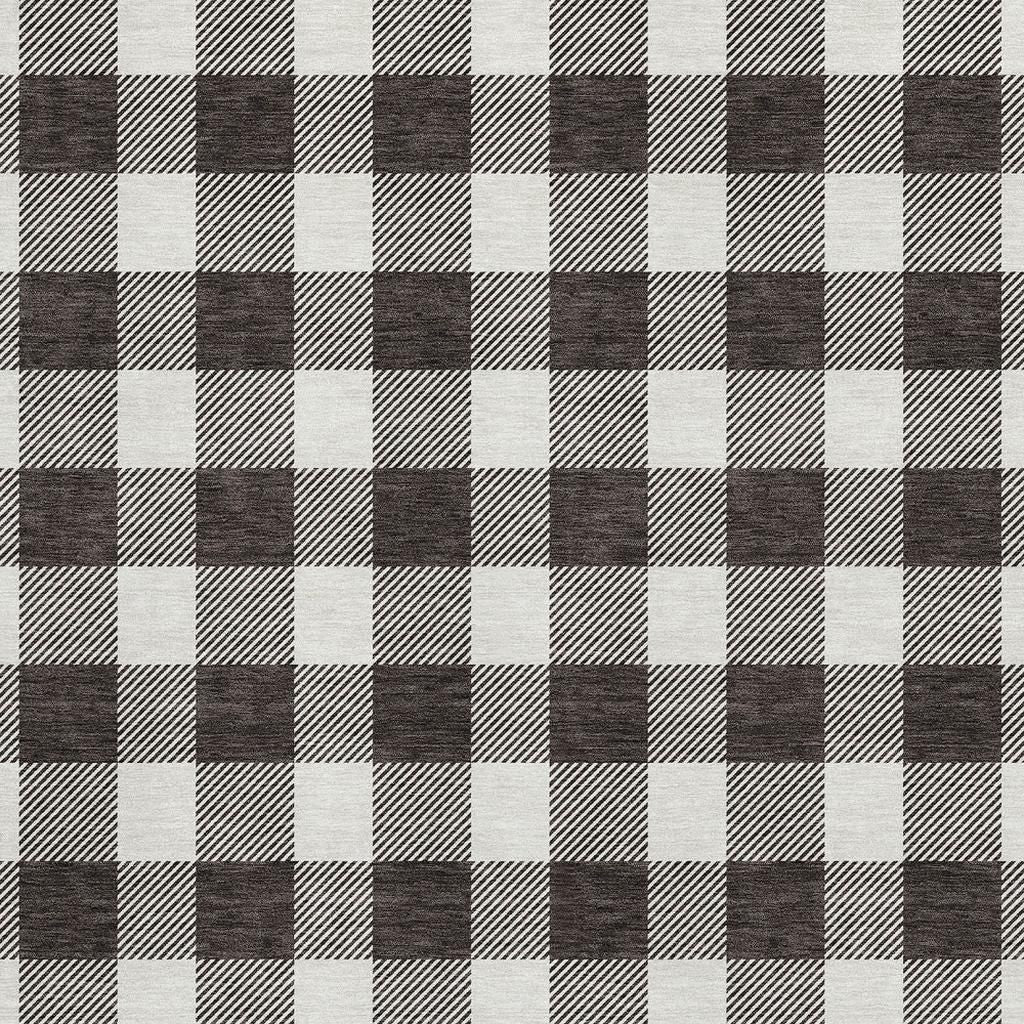 3' X 5' Black And Ivory Plaid Washable Area Rug With UV Protection-1