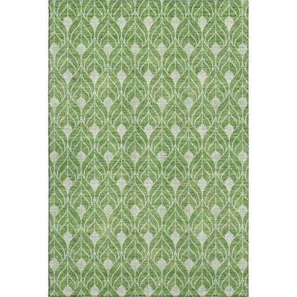 3' X 5' Green And Ivory Geometric Washable Area Rug With UV Protection-0