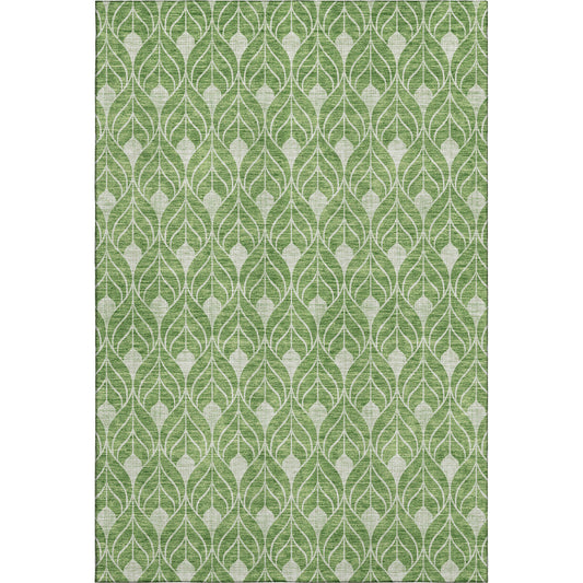 3' X 5' Green And Ivory Geometric Washable Area Rug With UV Protection-0