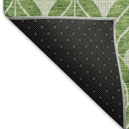 3' X 5' Green And Ivory Geometric Washable Area Rug With UV Protection-5
