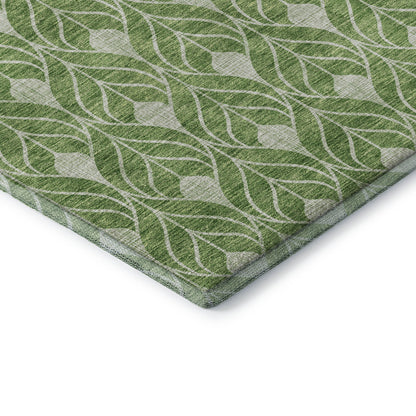 3' X 5' Green And Ivory Geometric Washable Area Rug With UV Protection-6