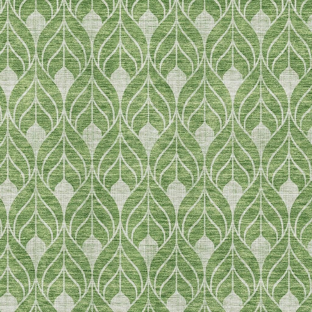 3' X 5' Green And Ivory Geometric Washable Area Rug With UV Protection-1
