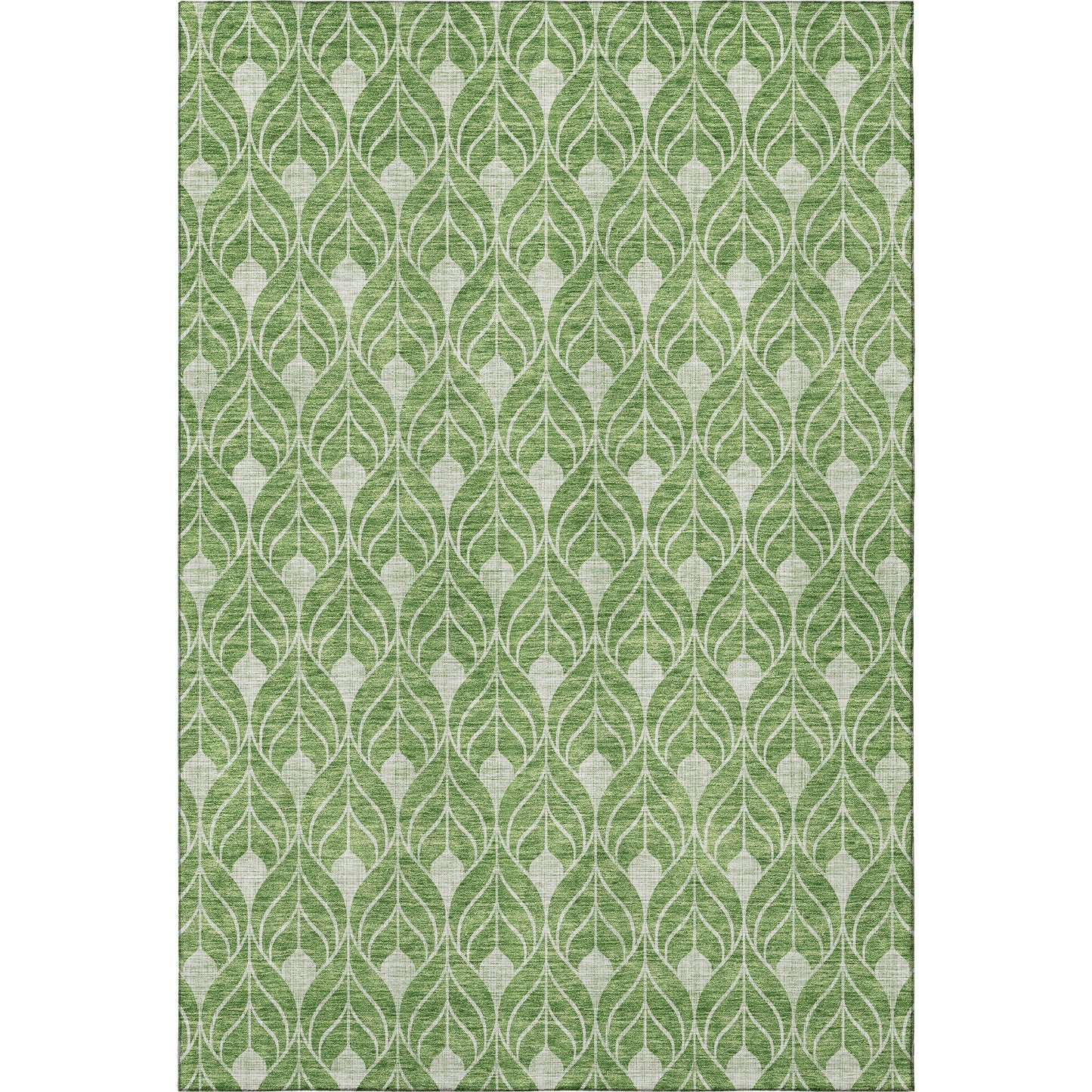 3' X 5' Green And Ivory Geometric Washable Area Rug With UV Protection-2