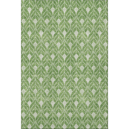 3' X 5' Green And Ivory Geometric Washable Area Rug With UV Protection-2