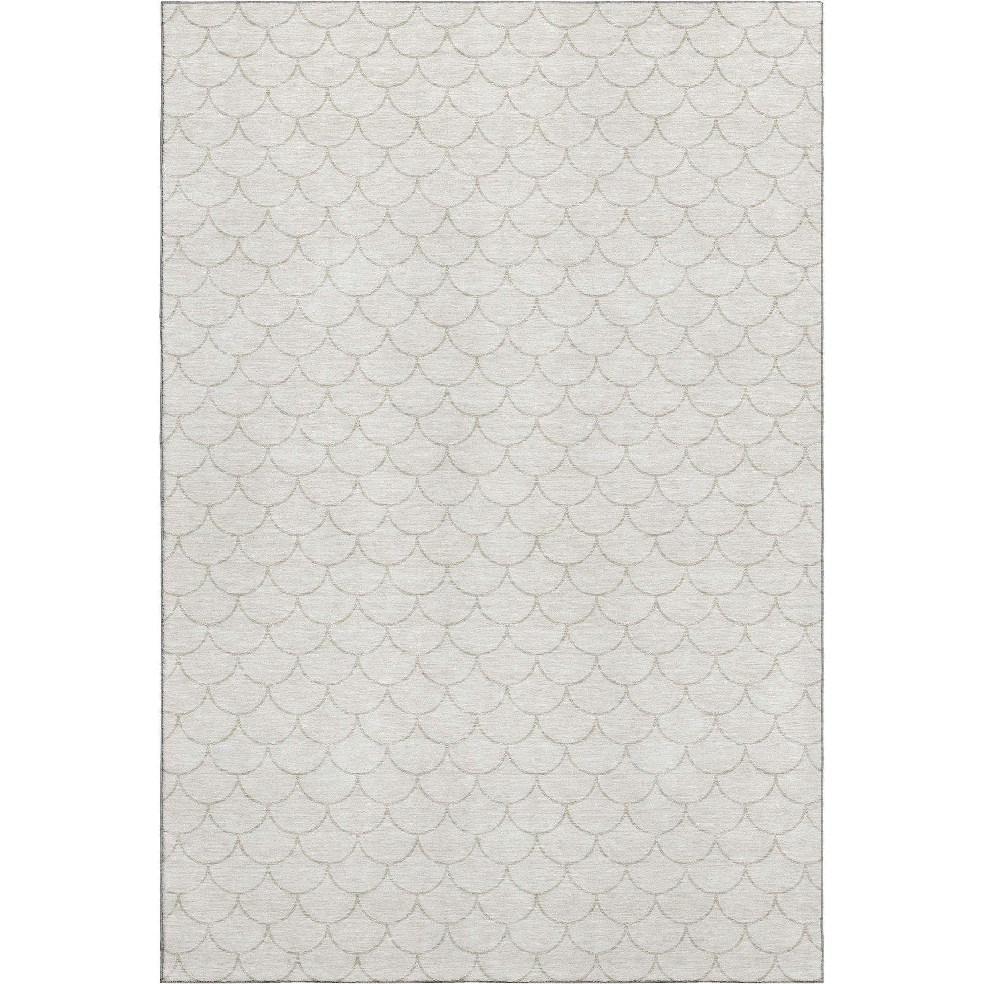 5' X 8' Ivory And Beige Geometric Washable Area Rug With UV Protection-0