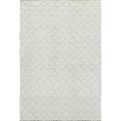 5' X 8' Ivory And Beige Geometric Washable Area Rug With UV Protection-0