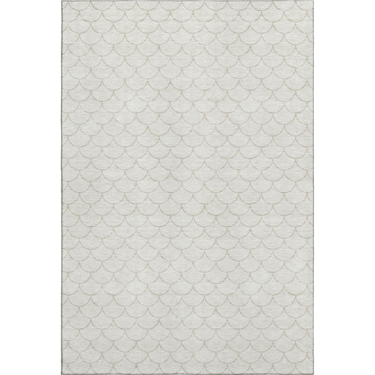 5' X 8' Ivory And Beige Geometric Washable Area Rug With UV Protection-0