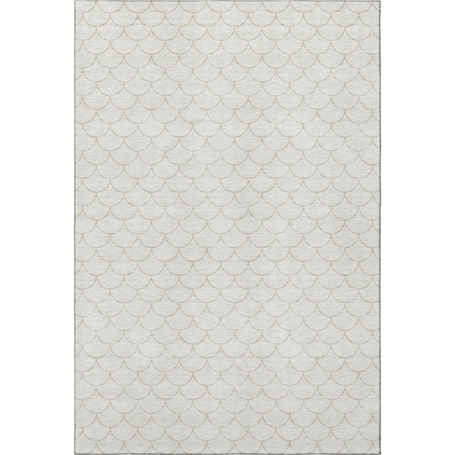 5' X 8' Ivory And Beige Geometric Washable Area Rug With UV Protection-1