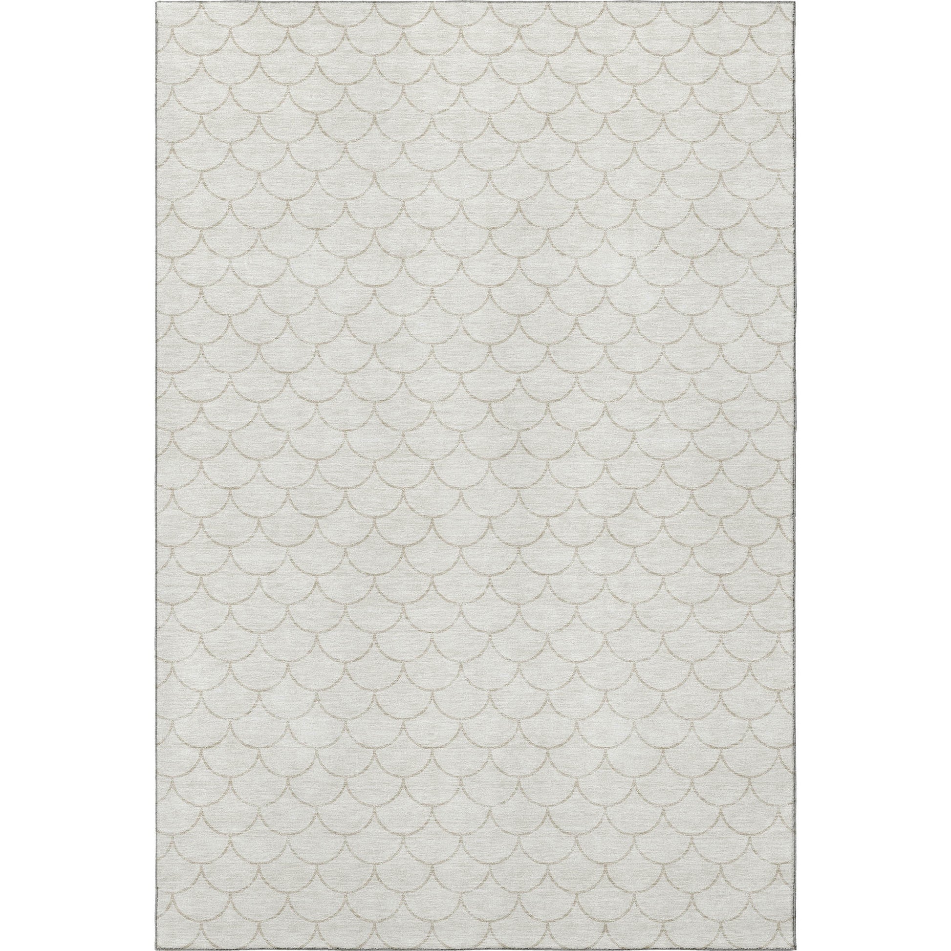 5' X 8' Ivory And Beige Geometric Washable Area Rug With UV Protection-1