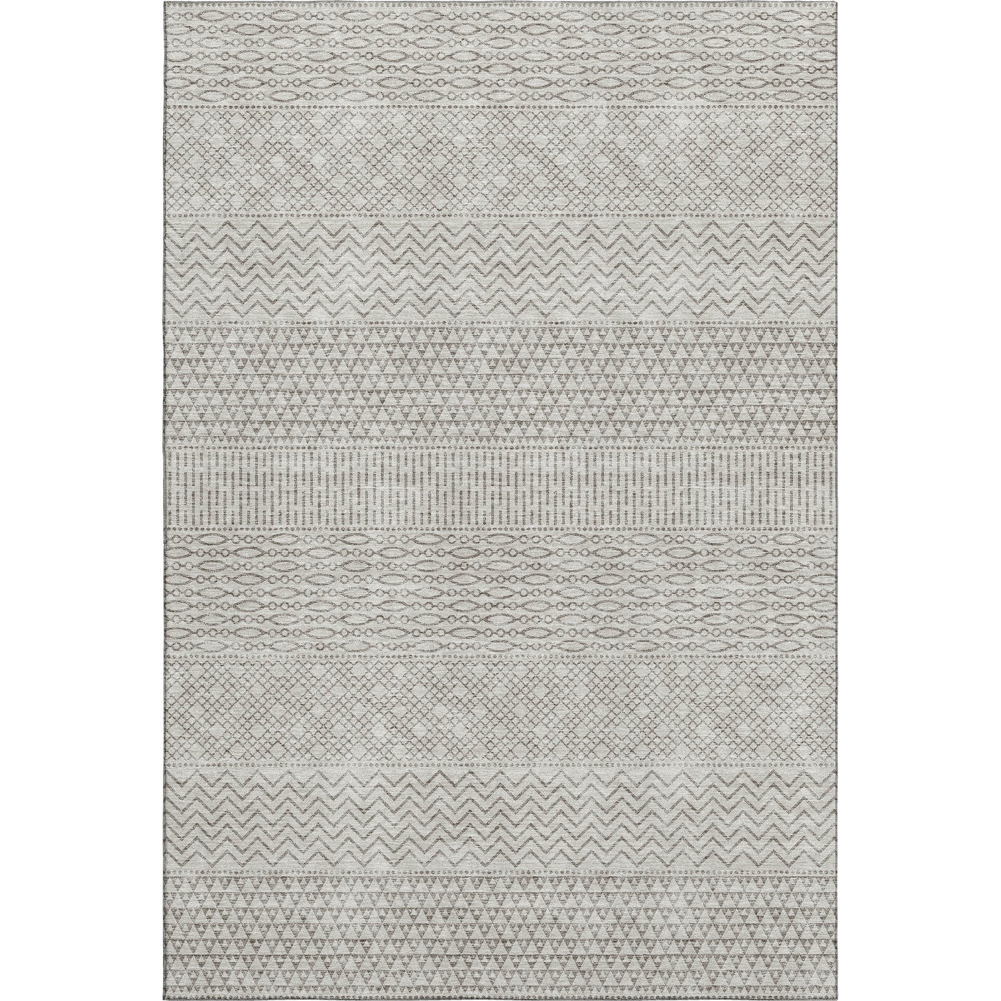3' X 5' Beige And Ivory Striped Washable Area Rug With UV Protection-0