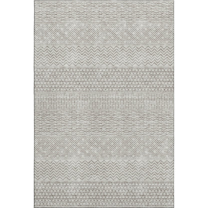 3' X 5' Beige And Ivory Striped Washable Area Rug With UV Protection-0