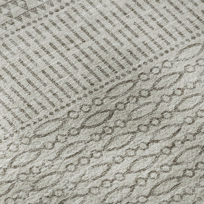 3' X 5' Beige And Ivory Striped Washable Area Rug With UV Protection-8