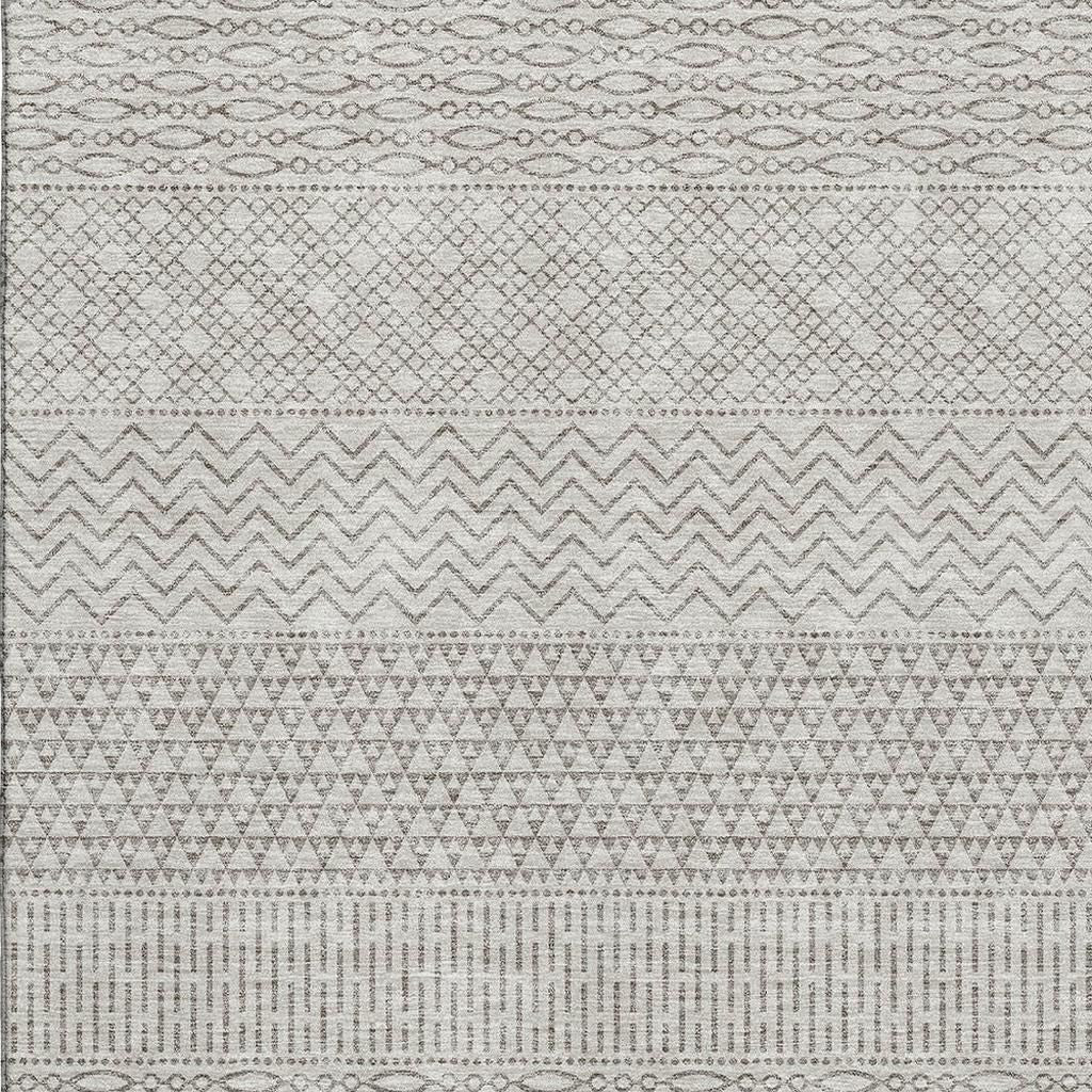 3' X 5' Beige And Ivory Striped Washable Area Rug With UV Protection-1