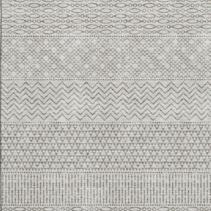 3' X 5' Beige And Ivory Striped Washable Area Rug With UV Protection-1