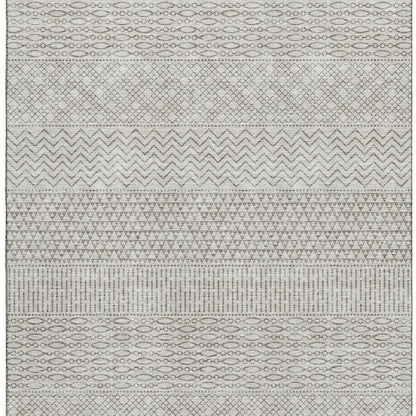 3' X 5' Beige And Ivory Striped Washable Area Rug With UV Protection-2