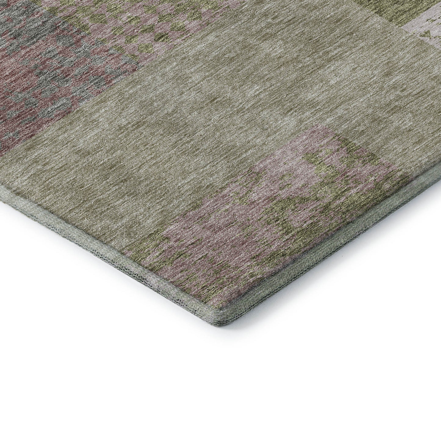 9' X 12' Green Ivory And Purple Geometric Washable Area Rug With UV Protection-6