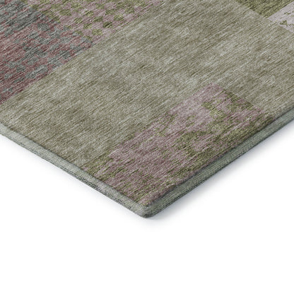 9' X 12' Green Ivory And Purple Geometric Washable Area Rug With UV Protection-6