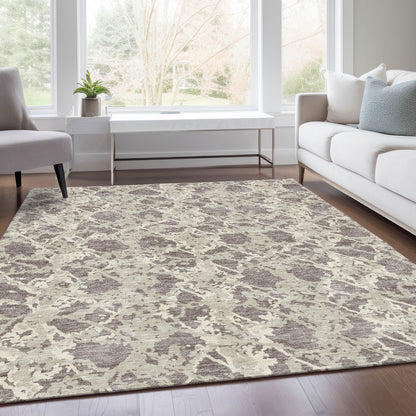 9' X 12' Taupe Beige And Ivory Abstract Washable Area Rug With UV Protection-4