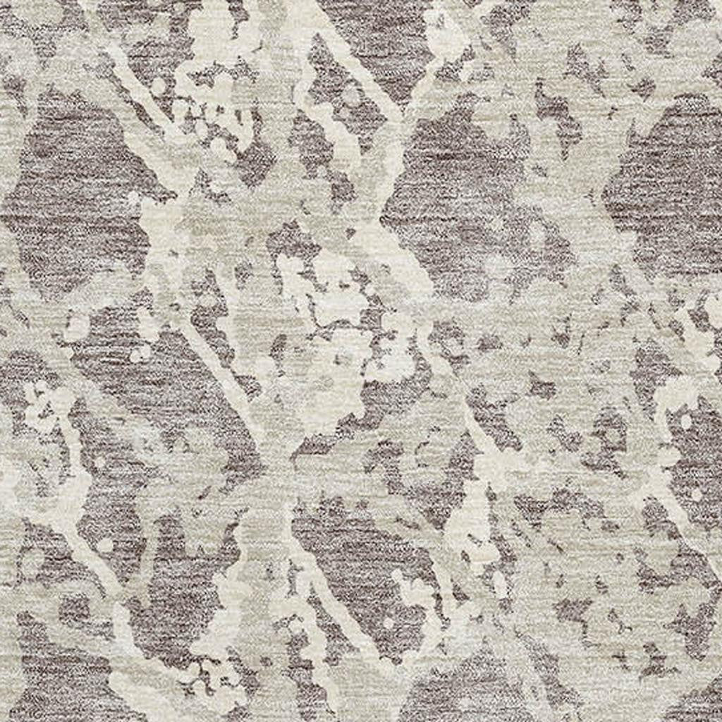 9' X 12' Taupe Beige And Ivory Abstract Washable Area Rug With UV Protection-1